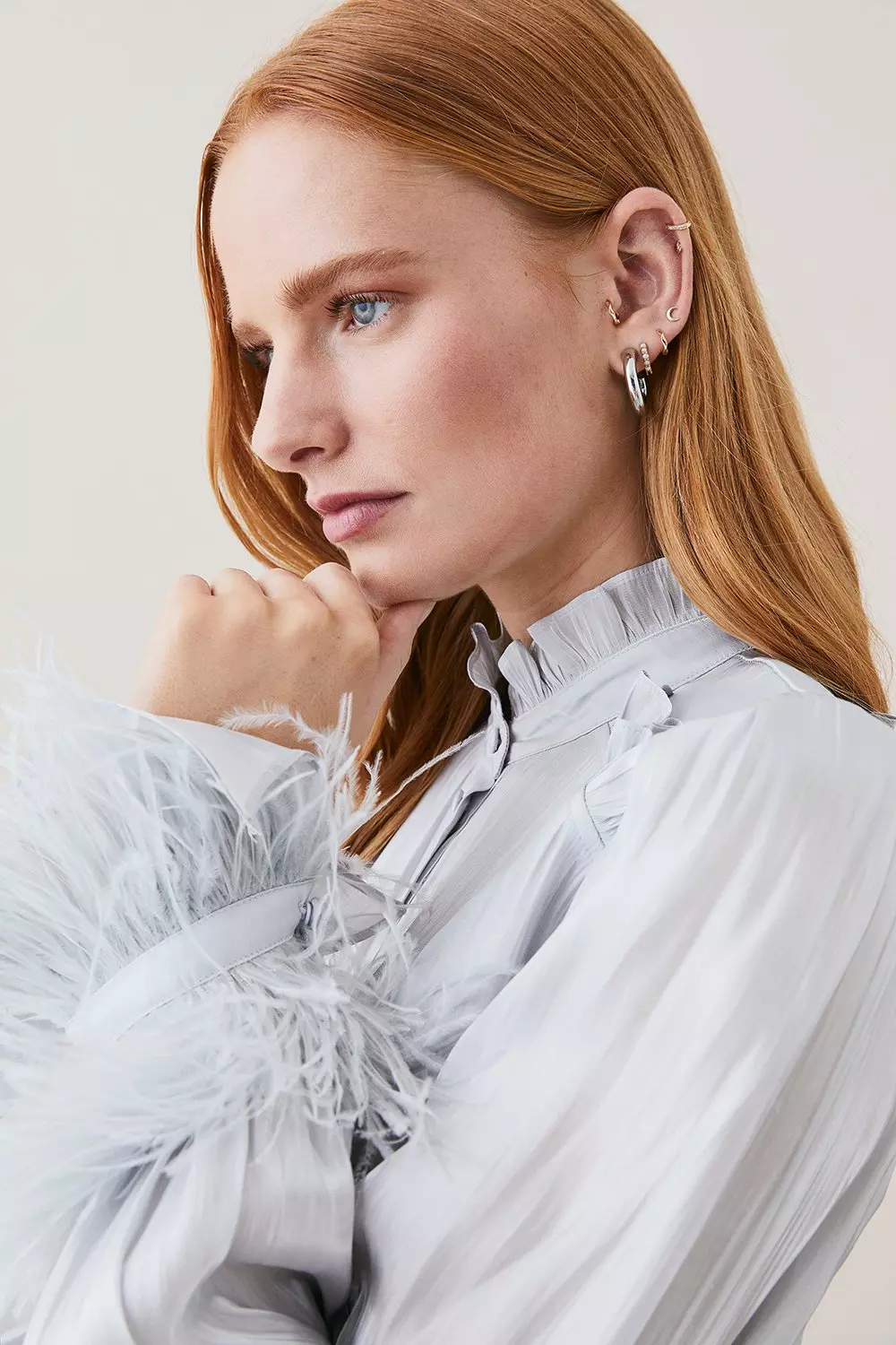 The Founder Satin Pintuck Woven Blouse | Karen Millen